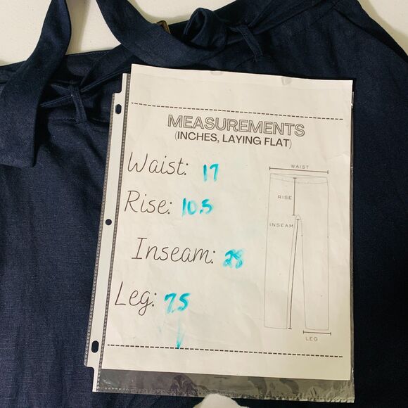 Calvin Klein Linen Blend Pants 12 Navy Tapered Leg Resort Casual Trousers Boho - Picture 5 of 8